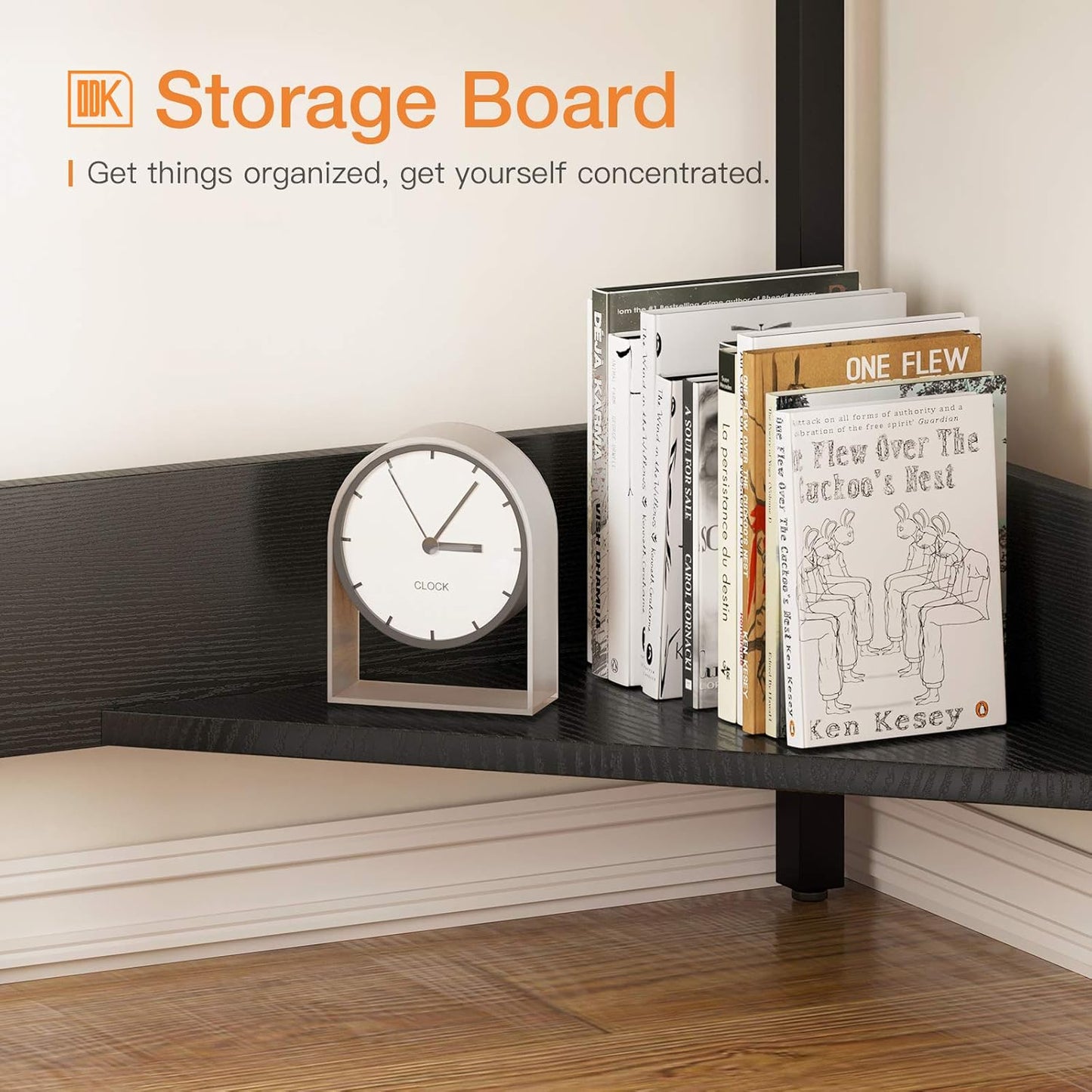 ODK Corner Desk With Large Drawer & Storage Shelves - Triangle Computer Vanity Writing Desk for Workstation - Retail $102