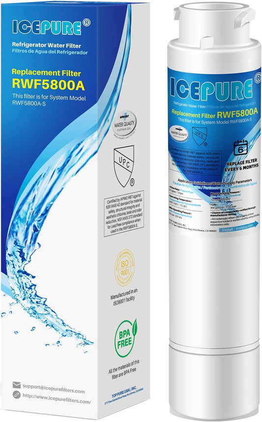 ICEPURE RWF5800A Refrigerator Water Filter Compatible with Frigidaire EPTWFU01, EWF02, Pure Source Ultra II, 3PACK