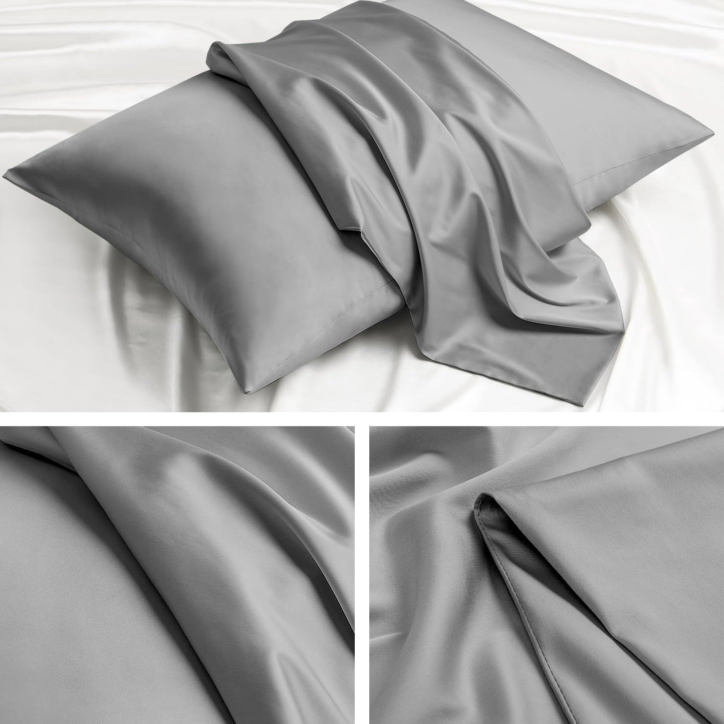 Softhour Silky Pillowcase, King Size 20 x 36 Inches, Dark Gray, Premium Satin Pillow Cases with Zipper Closure for Hair and Skin