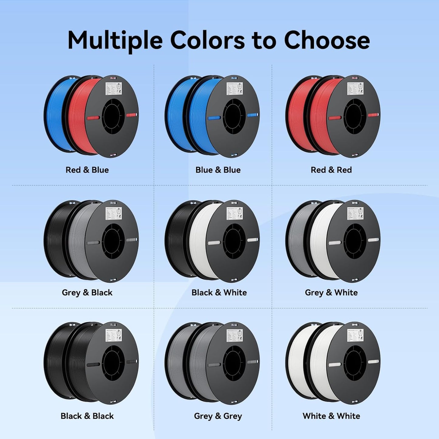 Filament 1.75mm 2 Packs for 3D Printing, Cost-Effective Ender PLA Filament 3D Printers, No-Tangling, Strong Bonding and Overhang Performance Dimensional Accuracy +/-0.02mm, Blue & Red