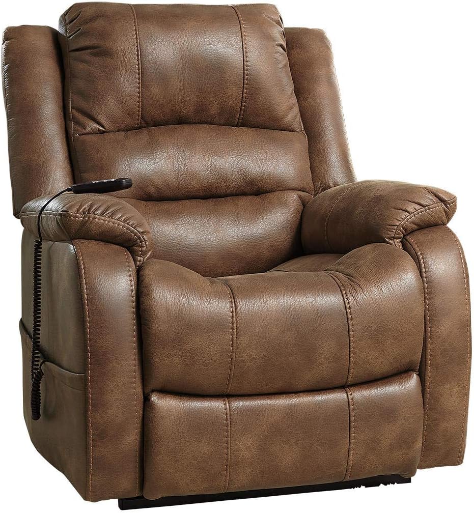 Like NEW - Signature Design by Ashley Yandel Faux Leather  Power Lift Recliner, Brown - Retail $739