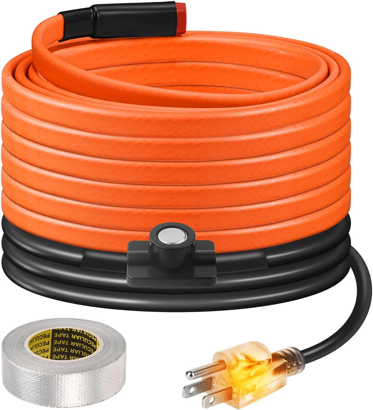 15FT Heat Tape for Water Pipes Freeze Protection IP65 Waterproof 7W/FT 110V BDDFOTO Water Pipe Heat Cable With Thermostat Self-Regulating Pipe Heater for House Garden/RV Camper