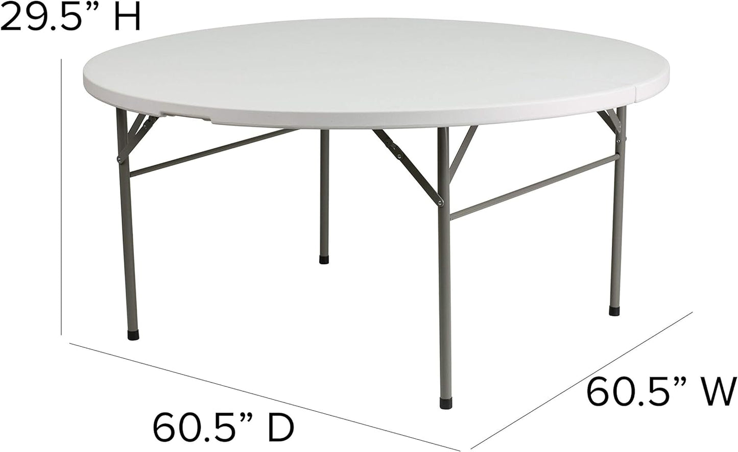 NEW - Flash Furniture Scarborough 5' Round Plastic Folding Event Table with Carrying Handle, Bi-Fold Portable Banquet Table for Indoor/Outdoor Events, White - Retail $147
