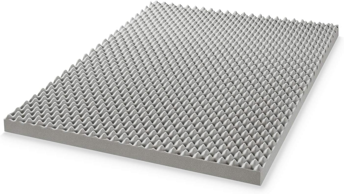 NEW - Best Price Mattress Mellow FULL 4 Inch Egg Crate Memory Foam Mattress Topper with Infusion, Charcoal Grey - Retail $81