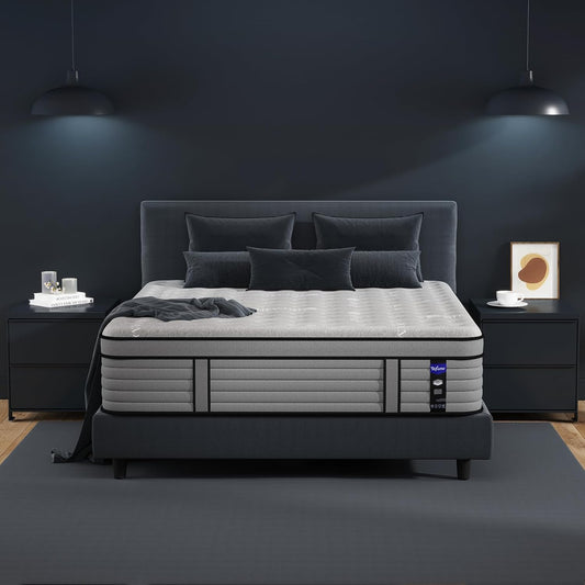 NEW - DIFAME KING 14 Inch Mattress, Hybrid Mattres, Upgraded Strengthen Individually Pocket Spring for Motion Isolation, Pressure Relief, Edge Support, Medium Firm - Retail $460