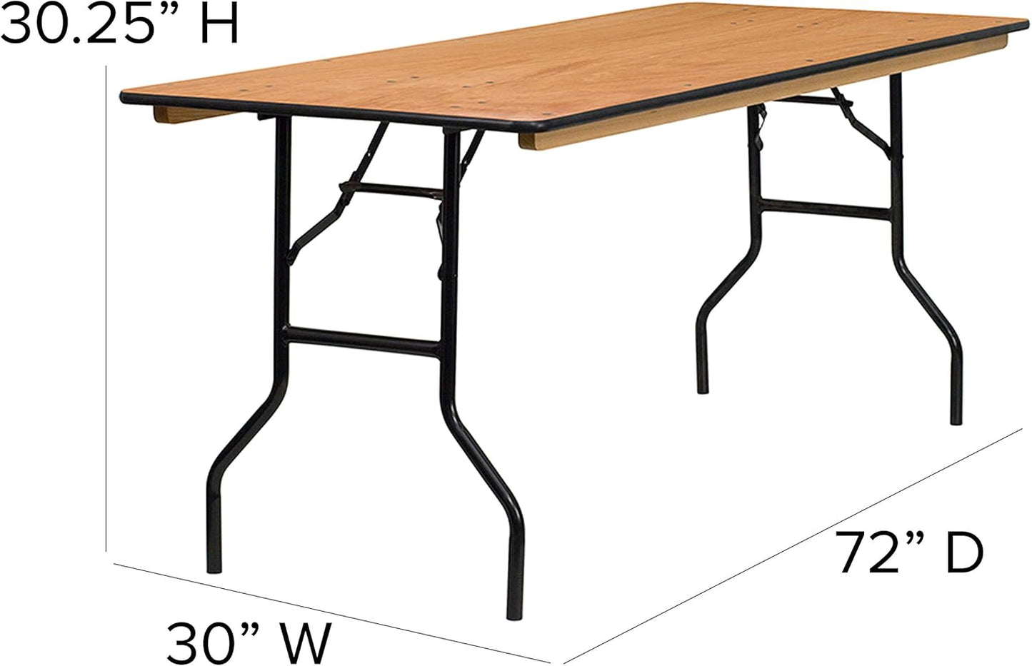 Flash Furniture Gael 6' Wood Folding Training and Event Table, Rectangular Folding Training Table with Smooth Clear Coated Finished Top, Natural - Retail $160