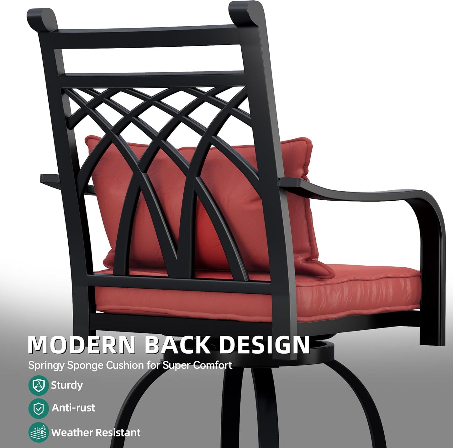 NEW - YITAHOME Metal Outdoor Bar Stool, Heavy Duty Patio Bar Stool w/Max Bearing 352 Lbs, E-Coated Outdoor Swivel Bar Stool