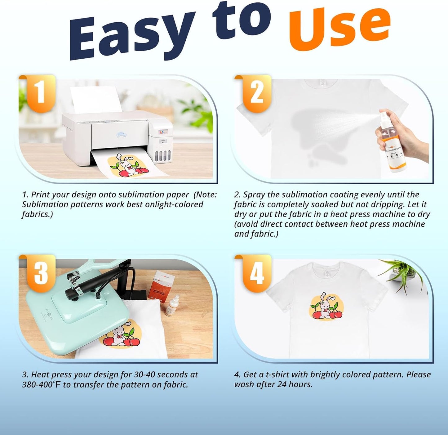 HTVRONT Sublimation Coating Spary for Cotton Shirts - Upgrade Version 2x150ml Sublimation Spray for All Fabric, Canvas, Pillow, Shirts, Carton, Sublimation Spray Quick Dry & High Gloss & Washable - Retail $17