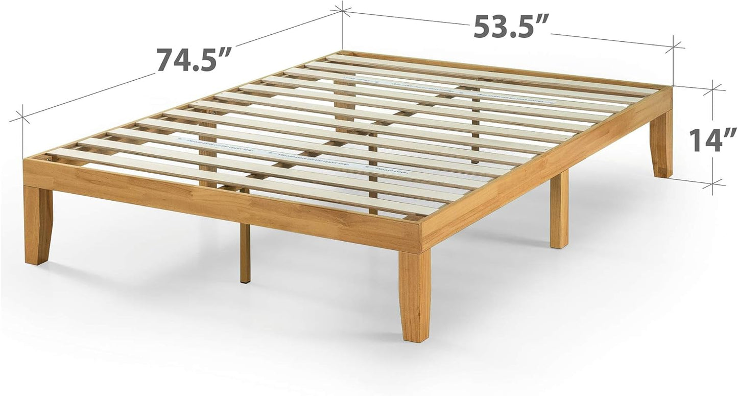 ZINUS Moiz Wood Platform Bed Frame, Wood Slat Support, No Box Spring Needed, Easy Assembly, Natural, Full - Retail $150