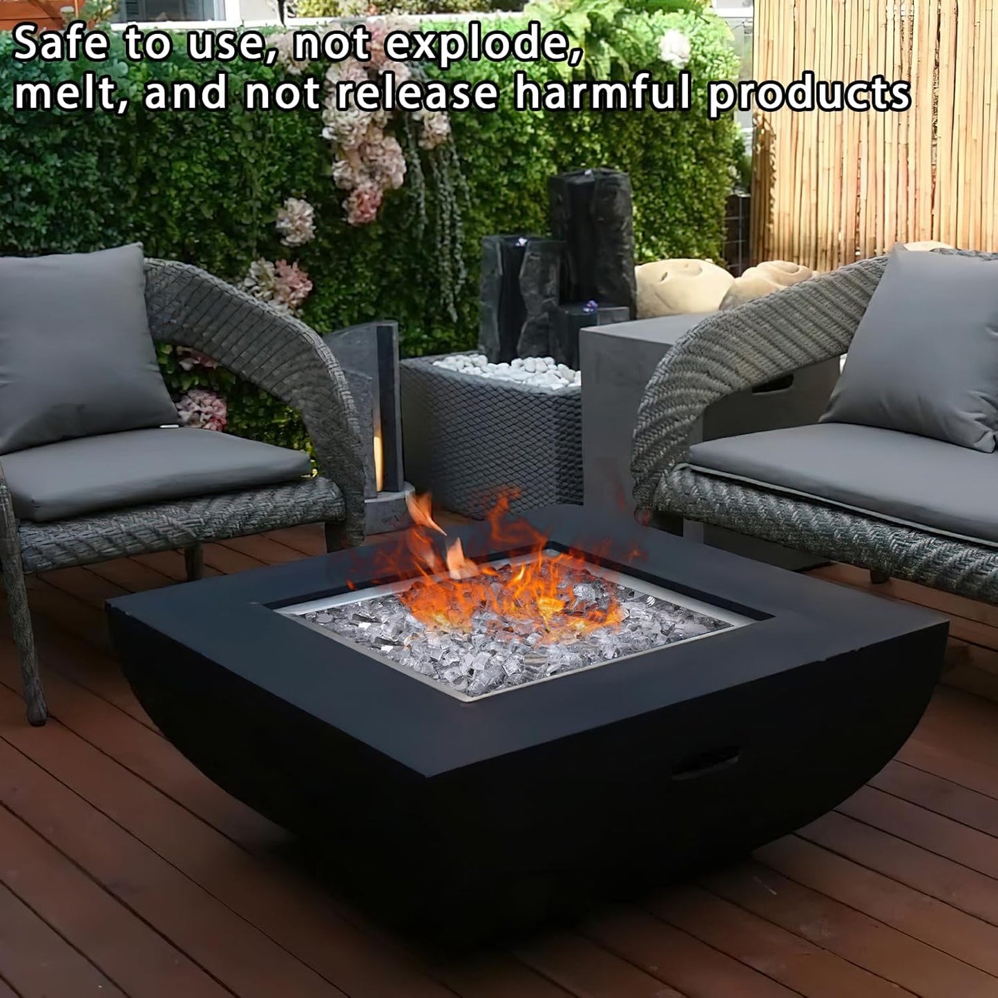 DomeStar 10LB Fire Glass for Fire Pit, High Luster Reflective Tempered Glass Rocks for Natural or Propane Fireplace Outdoors Indoors Silver