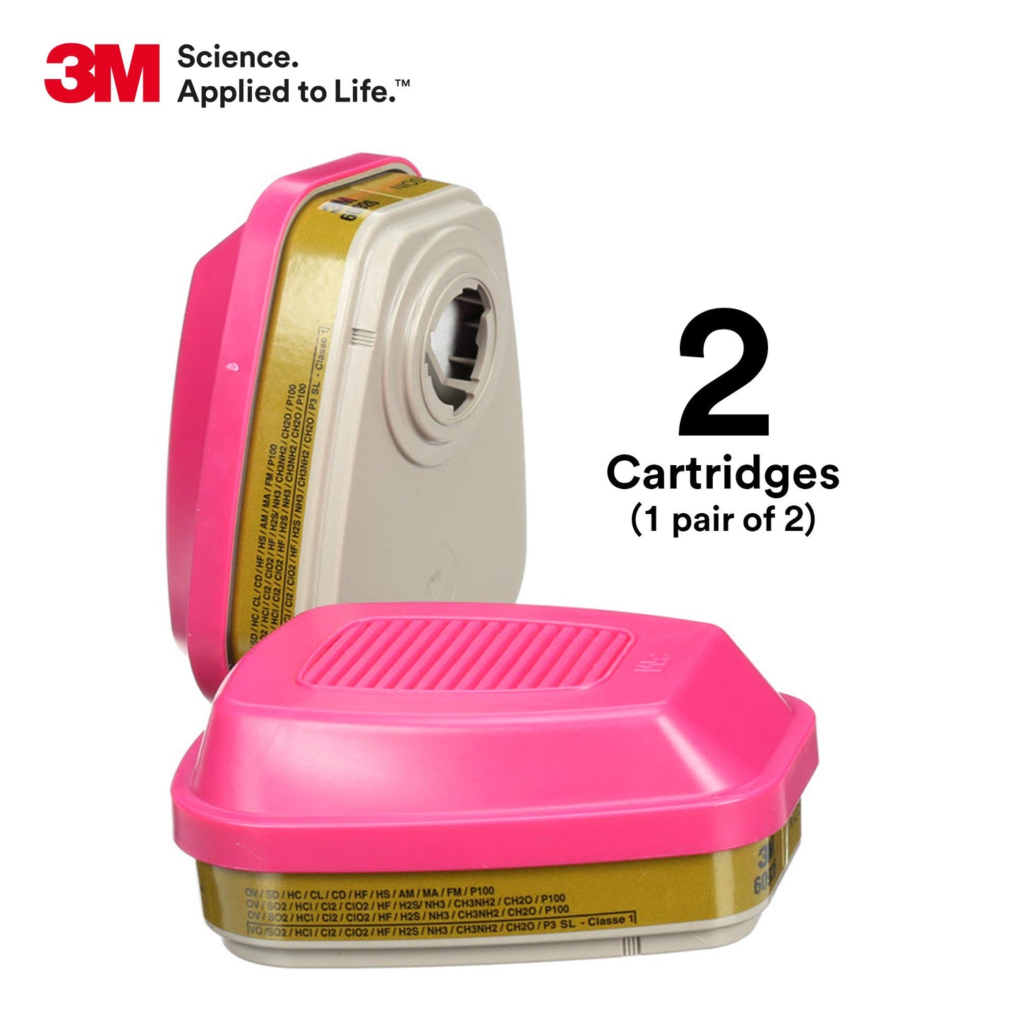 3M P100 Respirator Cartridge/Filter 60926, 1 Pair, NIOSH, Helps Protect Against Organic Vapors, Acid Gases, Ammonia Methylamine, Formaldehyde and Particulates