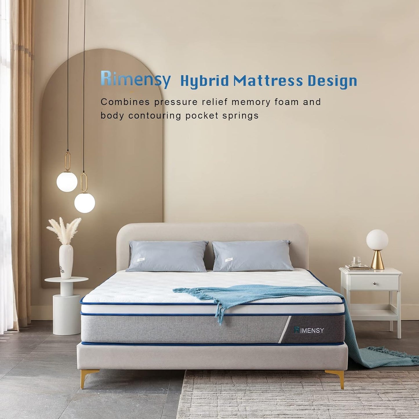 NEW - Rimensy 10 Inch QUEEN Hybrid Mattress in a Box,Gel Memory Foam and Individually Wrapped Pocket Coils Innerspring Mattress for Motion Isolation,Medium Firm,Queen Size Mattress - Retail $242