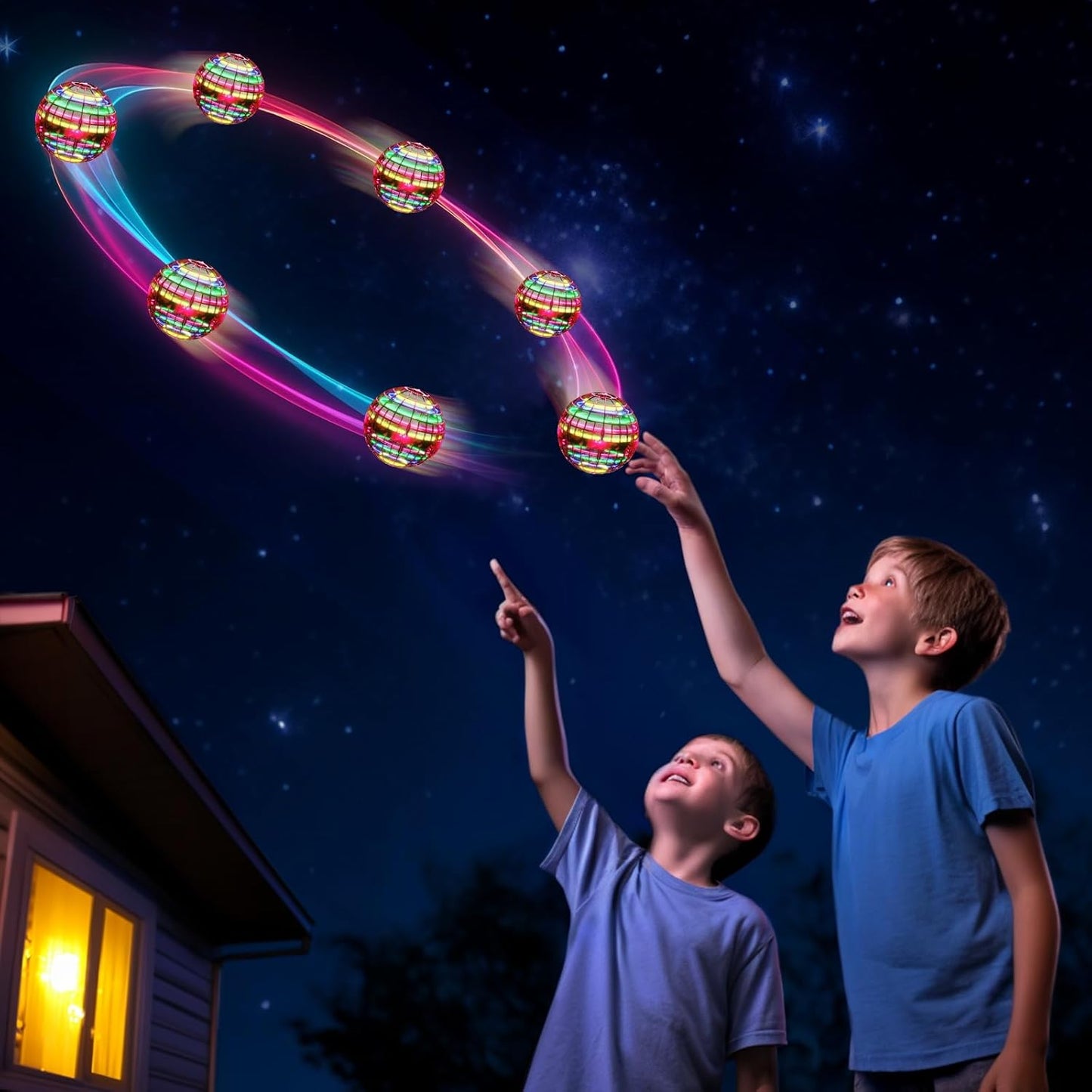 Flying Orb Ball, Red with Dazzling Lights, Magic Hover Spinner, Cool Boomerang Drone