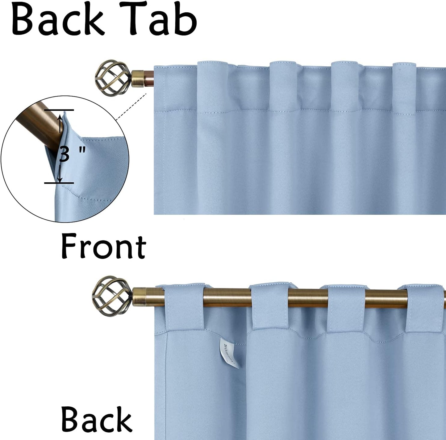 BGment Rod Pocket and Back Tab Curtains for Bedroom - Thermal Insulated Room Darkening Curtains for Living Room, 2 Window Curtain Panels (38 x 45 Inch, Spa Blue)