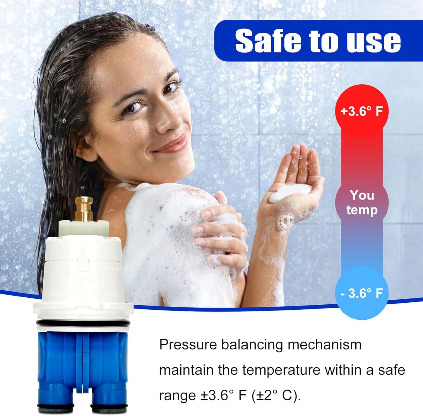 RP19804 Shower Cartridge Assembly,Shower Valve Cartridge Replacement for 1300/1400 Series Tub and Shower, Pressure Balance Cartridge Compatible with Single-Handle Monitor Shower (1993~2007),2PCS