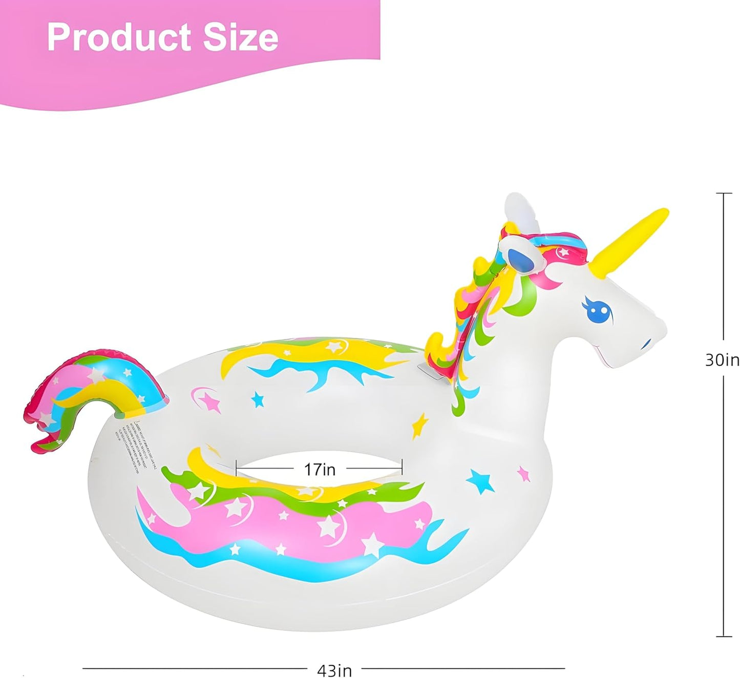 43 Inch Solar Powered Floating Unicorn Pool Light with 7 Modes Color Changed LED Lights,Large Inflatable Pool Swim Ring