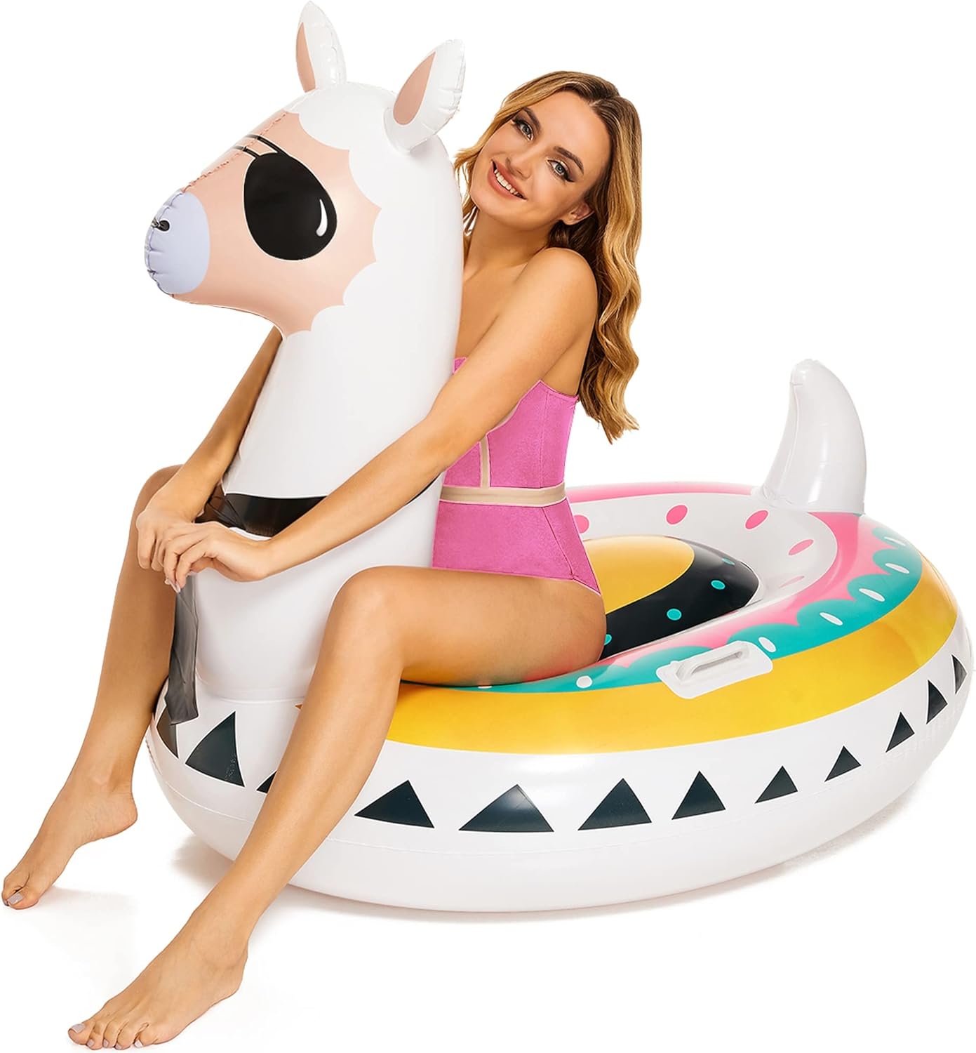 Inflatable Llama Pool Float, 51" Fiesta Alpaca Pool Floaties, Novelty Fun Water Inflatable Ride-On for Summer Swimming Pool Party Decoration Toys for Adults