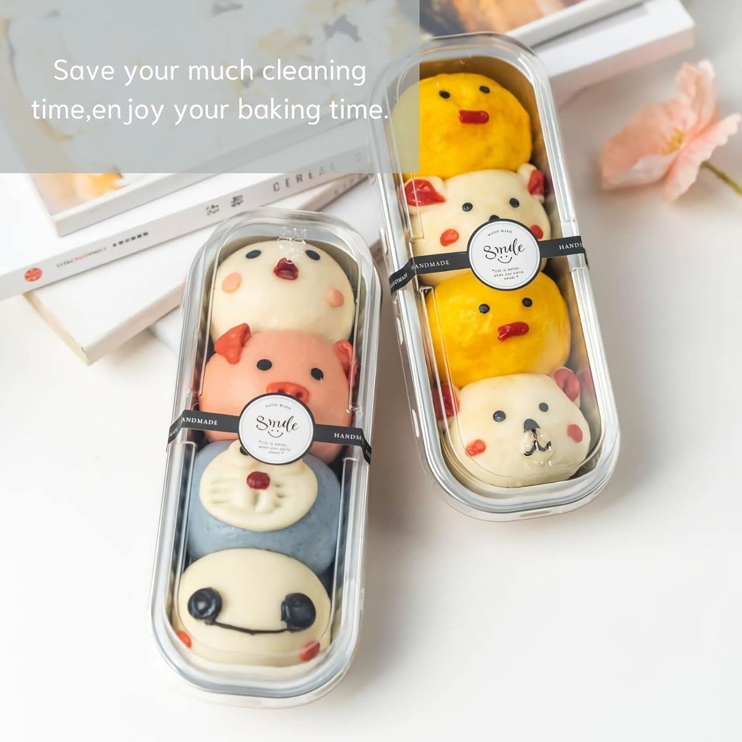 Mini Loaf Baking Pans with Lids and Spoons (50 Pack, 6.8oz) Rectangle Aluminum Foil Baking Pans Tins Containers - Cupcake Containers Wrappers Cheesecake Creme Brulee Ramekins