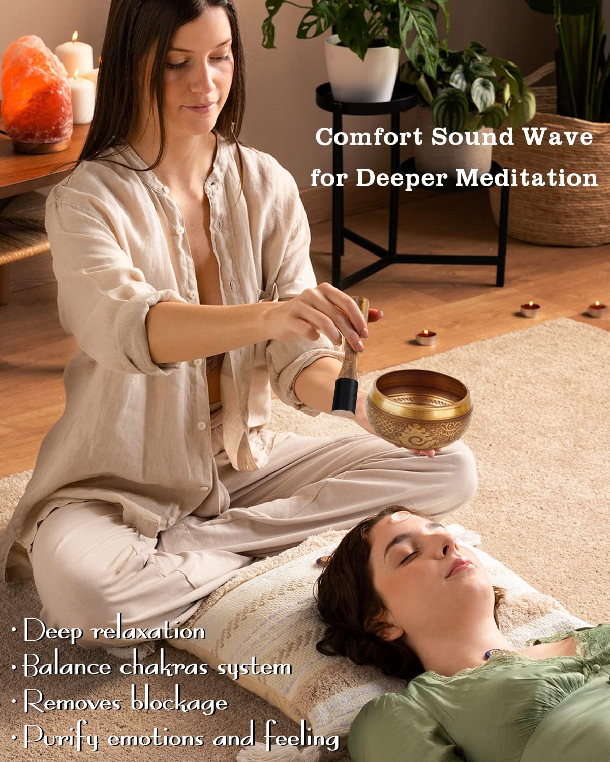 Tibetan Singing Bowls, Authentic Meditation Sound Bowls Handcrafted in Nepal for Yoga, Chakra Healing, Mindfulness, Self Care Spiritual Gifts