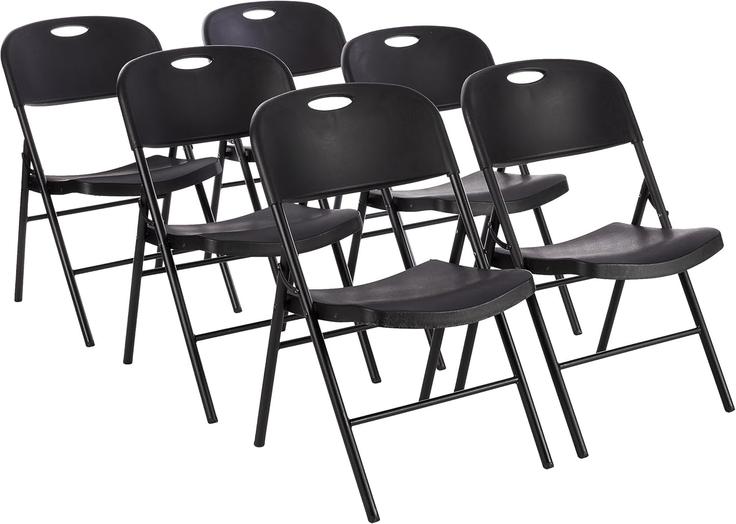 Amazon Basics Foldable Plastic Chair with 350-Pound Capacity - Black, 6-Pack - Retail $142
