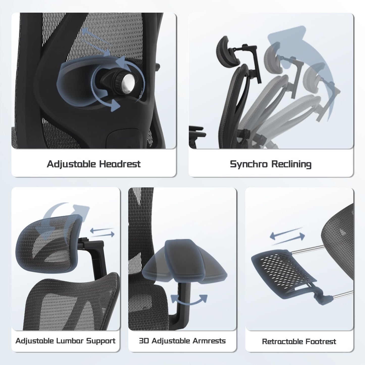 Ergonomic Office Chair, Comfort Mesh with Adjustable Lumbar Support, SGS Class 4 Gas Cylinder Certification Upgraded Black - Retail $160