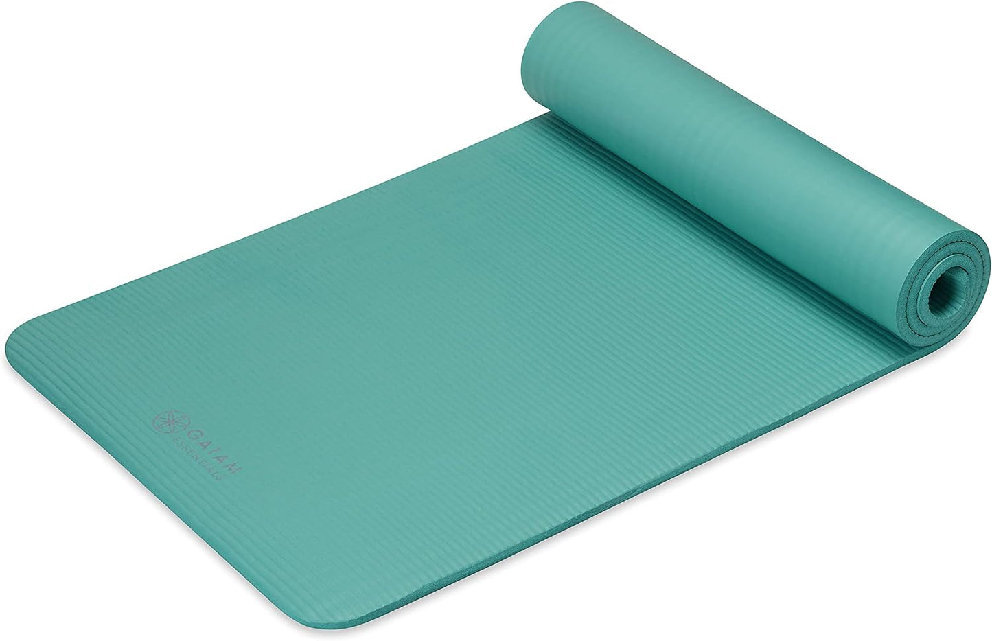 NEW - Gaiam Essentials Thick Yoga Mat Fitness & Exercise Mat With Easy-Cinch Carrier Strap, Teal, 72"L X 24"W X 2/5 Inch Thick - Retail $21
