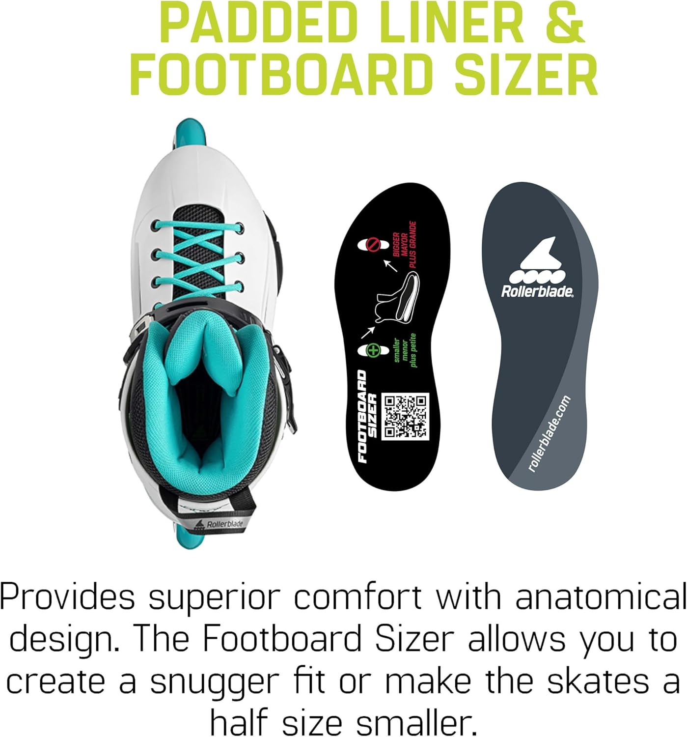 Rollerblade Lightning Women's Urban Inline Skate, White and Aqua size 6/6.5 - Retail $199