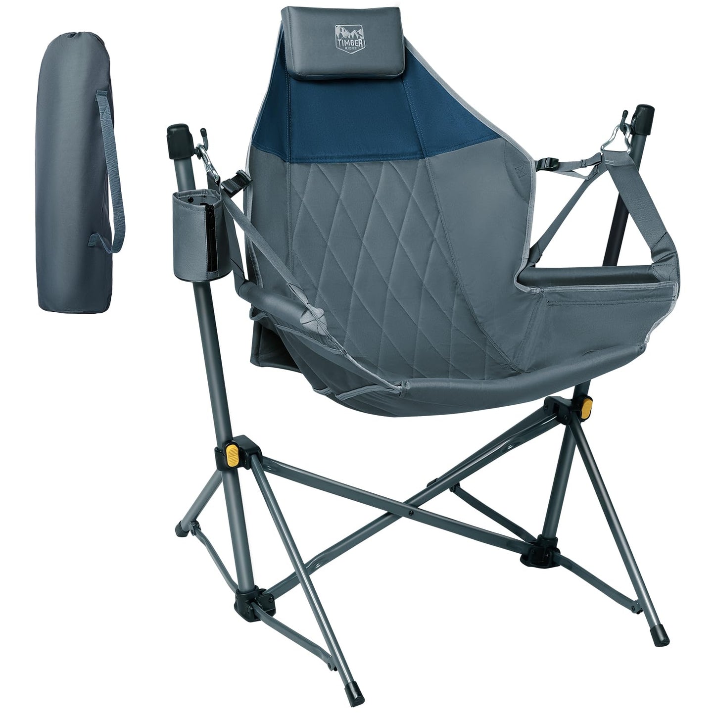NEW - TIMBER RIDGE Hammock Camping Chair with Adjustable Backrest, Heavy Duty Folding Hammock Chair Supports 300lbs, Portable Hammock Chair for Camping, Travelling and Patio, Grey - Retail $79