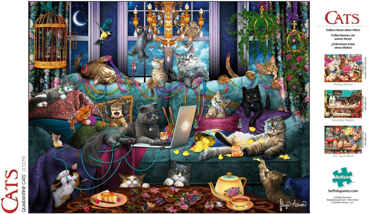 Buffalo Games - Brigid Ashwood - Quarantine Cats - 750 Piece Jigsaw Puzzle For Adults -Challenging Puzzle Perfect for Game Nights - Finished Size is 24.00 x 18.00