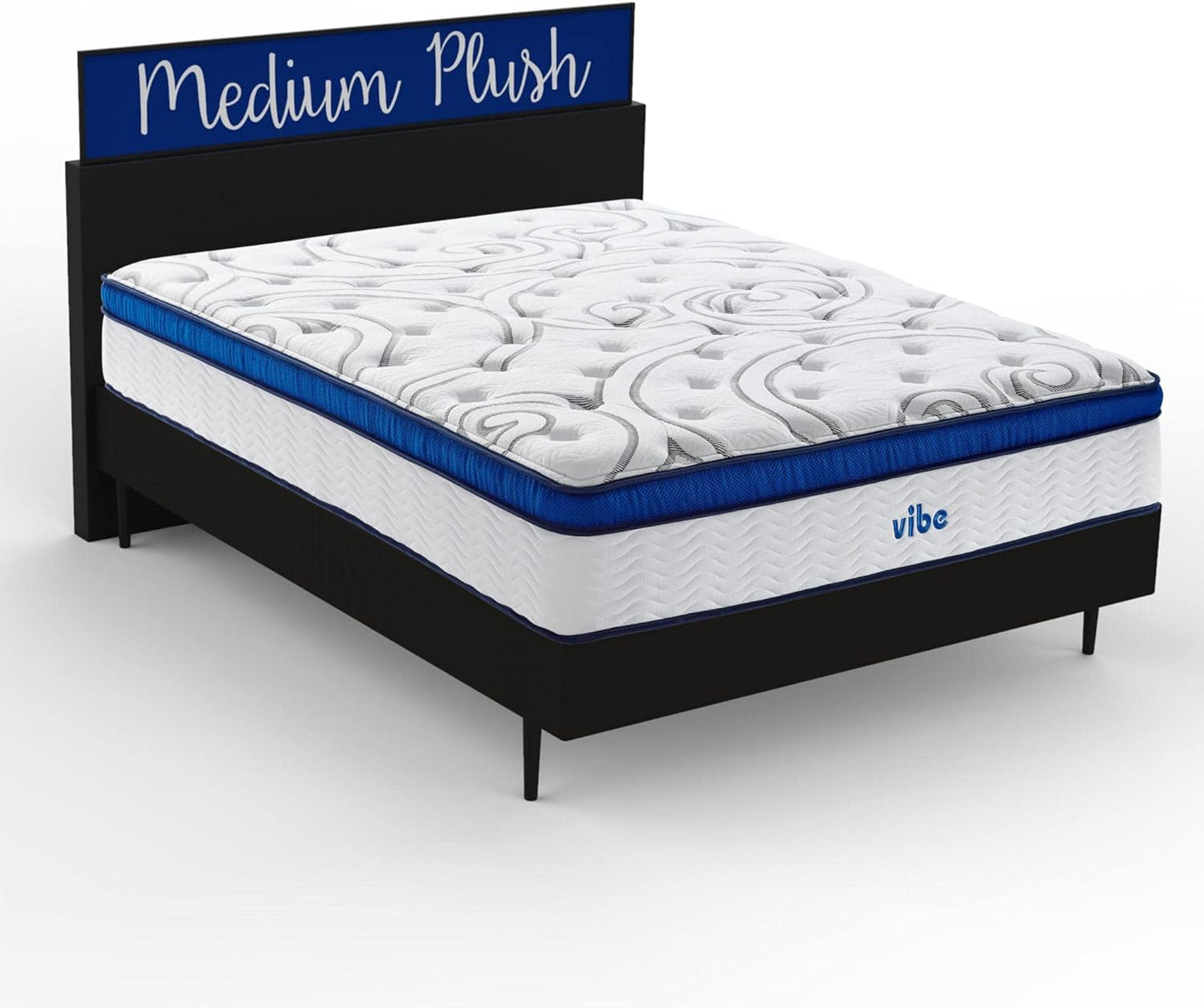 NEW - Vibe Quilted QUEEN Hybrid Mattress, 12-Inch Innerspring and Pillow Top Gel Memory Foam Mattress, Fiberglass Free, CertiPUR-US Certified Bed in a Box, Queen - Retail $397