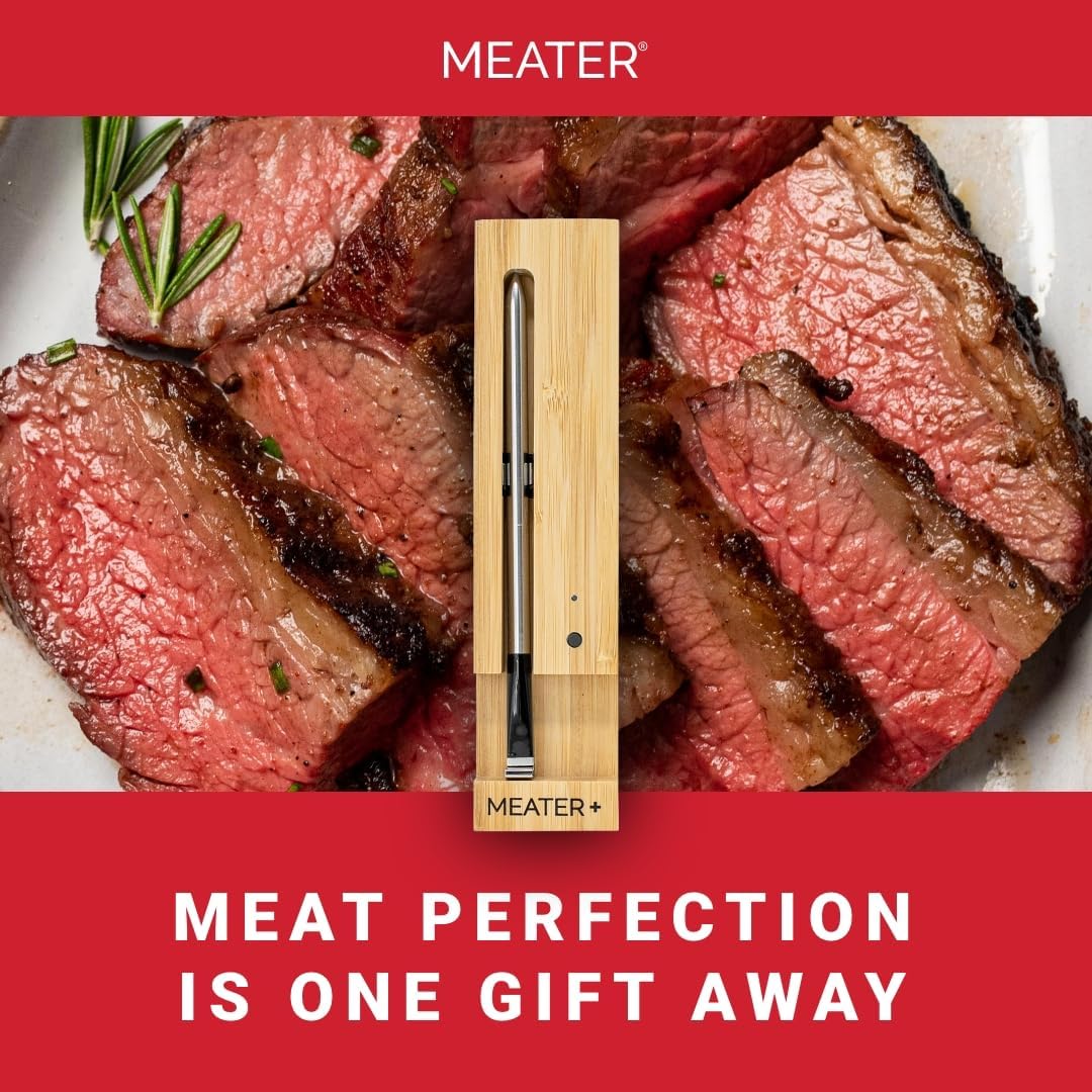 NEW - MEATER Plus: Smart Bluetooth Wireless Meat Thermometer Digital | BBQ, Grill, Oven, Smoker, Air Fryer, Kitchen | Perfect for Steak, Chicken, Turkey, and More | Delicous Recipes in App