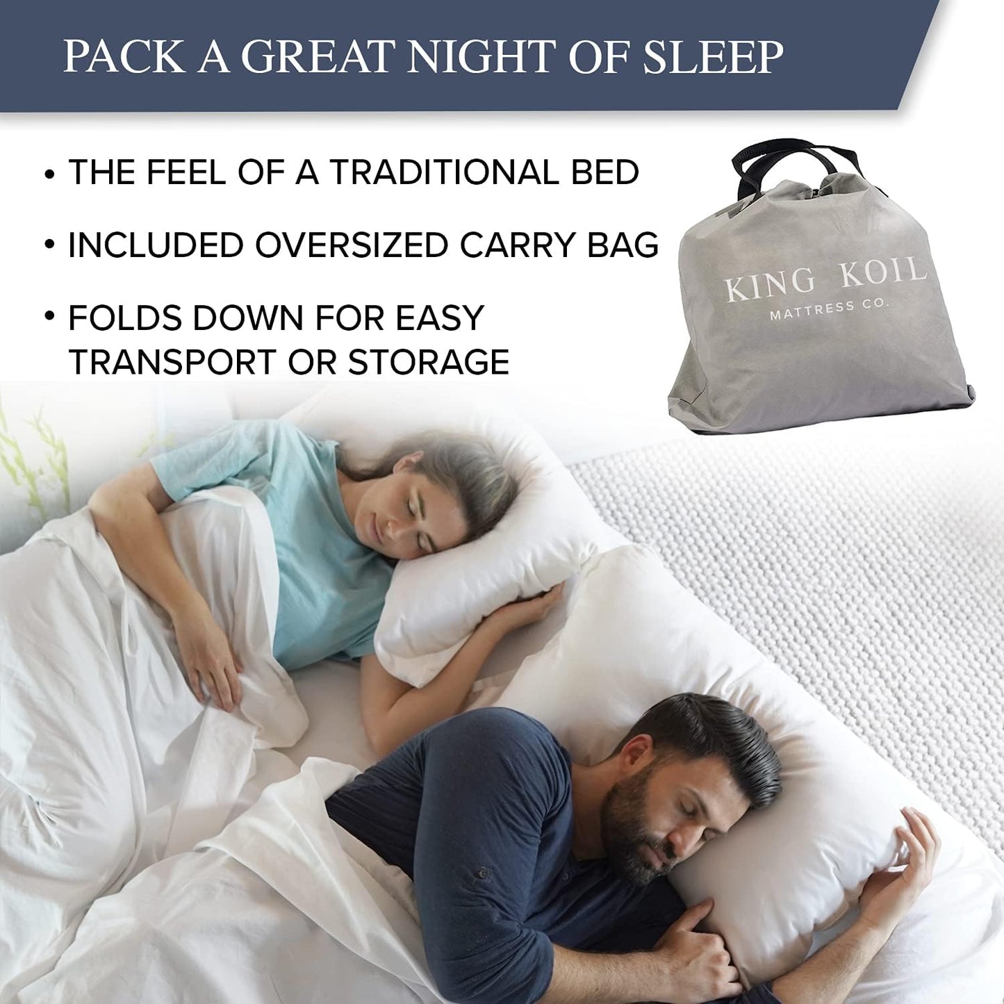 NEW - King Koil Luxury California King Size Air Mattress with Built-in High-Speed Pump Best for Home, Camping & Guests, 20" Double High Airbed Adjustable Blow Up Mattress, Waterproof