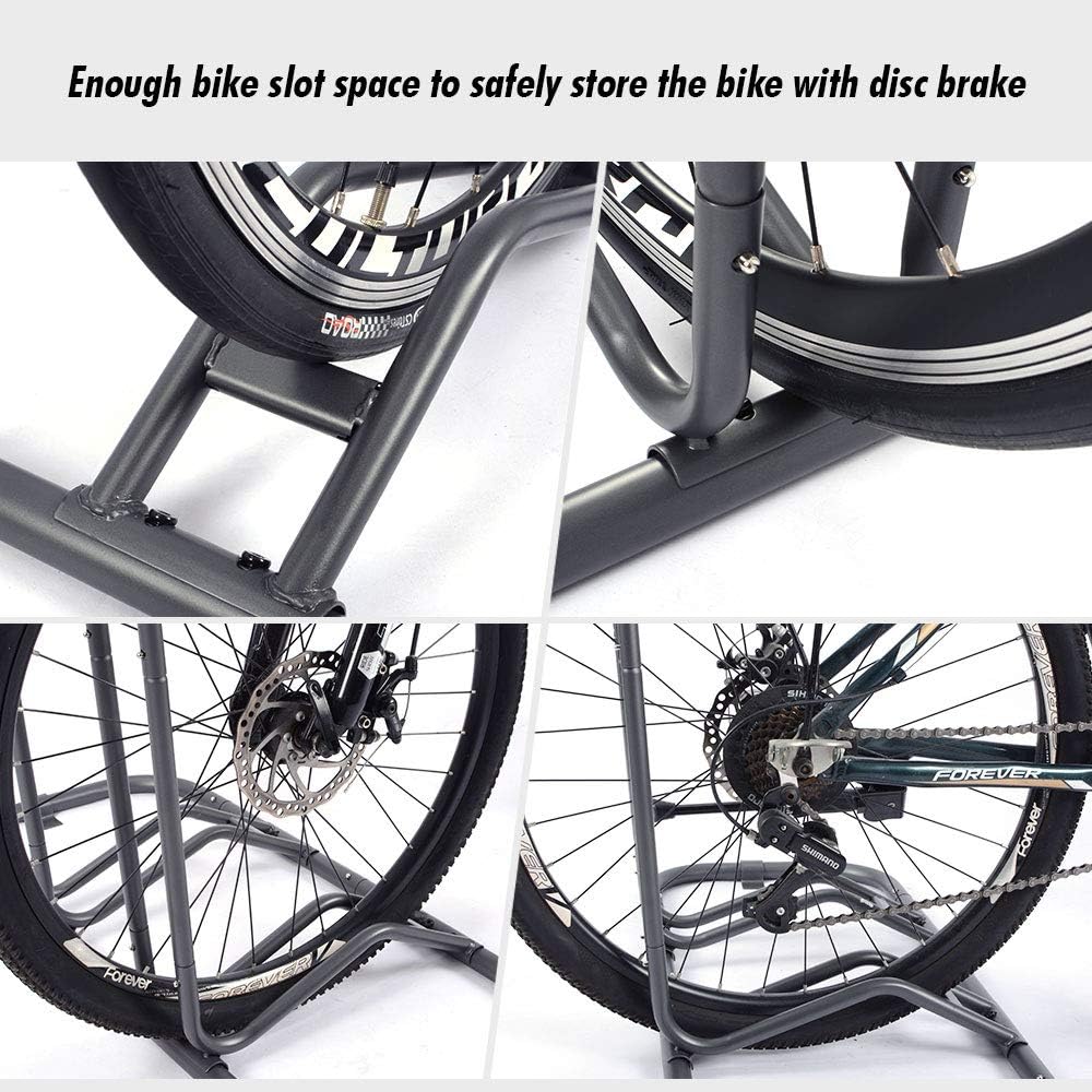 Ikkle Bike Parking Stand, Bike Rack Bicycle Floor Parking Stand for 5 Bikes, Adjustable Dual Purposes Bike Storage Holder for Garage, 2 Extra Floor Anchor Brackets Available, Indoor & Outdoor - Retail $79