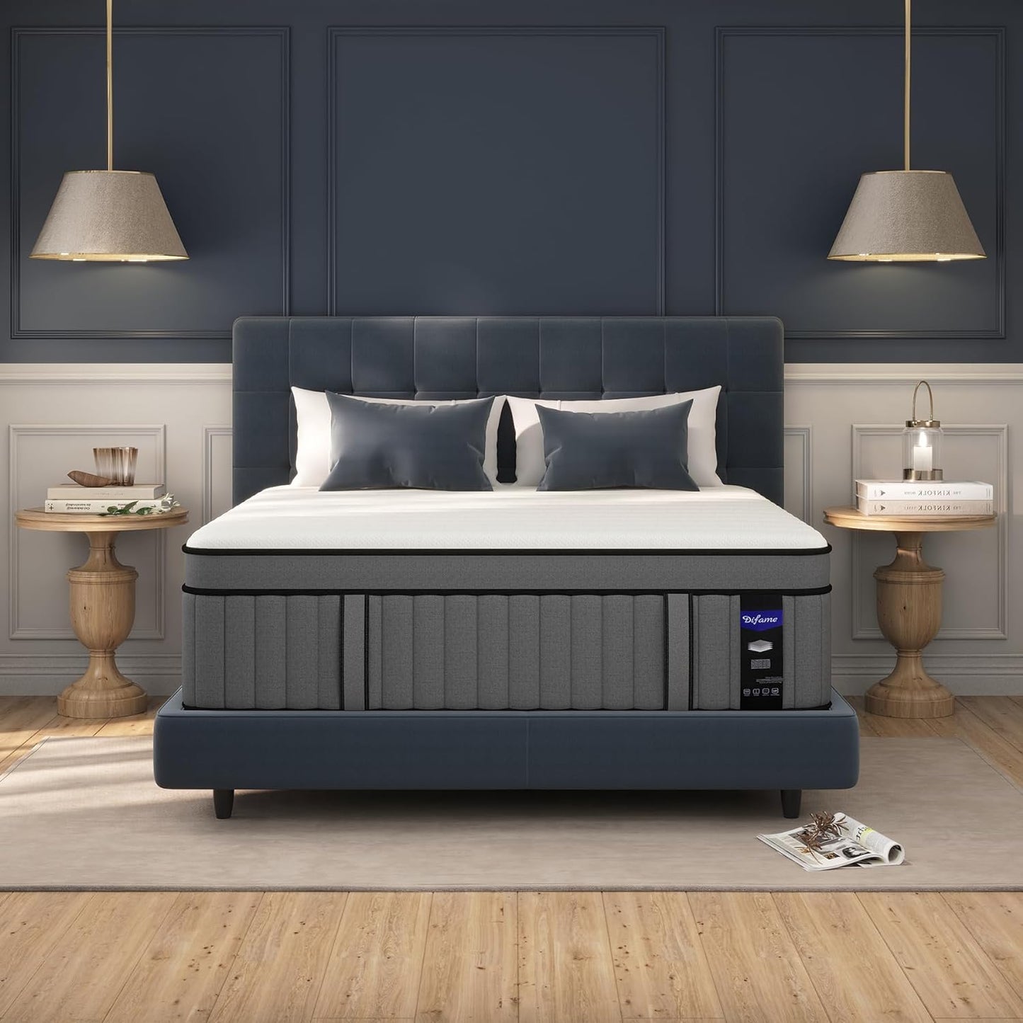 NEW - DIFAME 12 Inch KING Hybrid Mattress,Memory Foam with Pocket Spring,Medium Firm for Pressure Relief, Motion Isolation - Retail $349