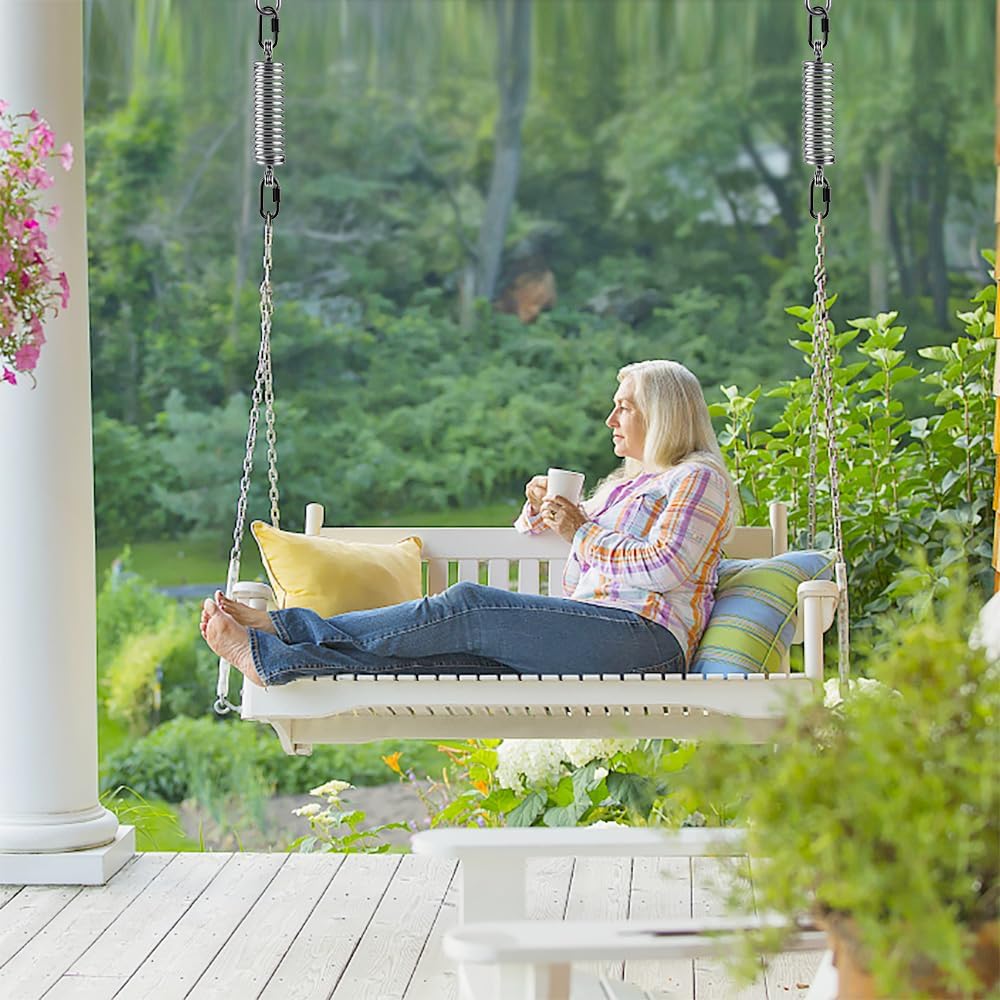 SELEWARE Heavy Duty Swing Springs for Hammock Chair, Porch Swing, Hammock Stands Mount, Double Closed Ring Design Up to 500 lbs, w/Locking Carabiners(2 Pack)