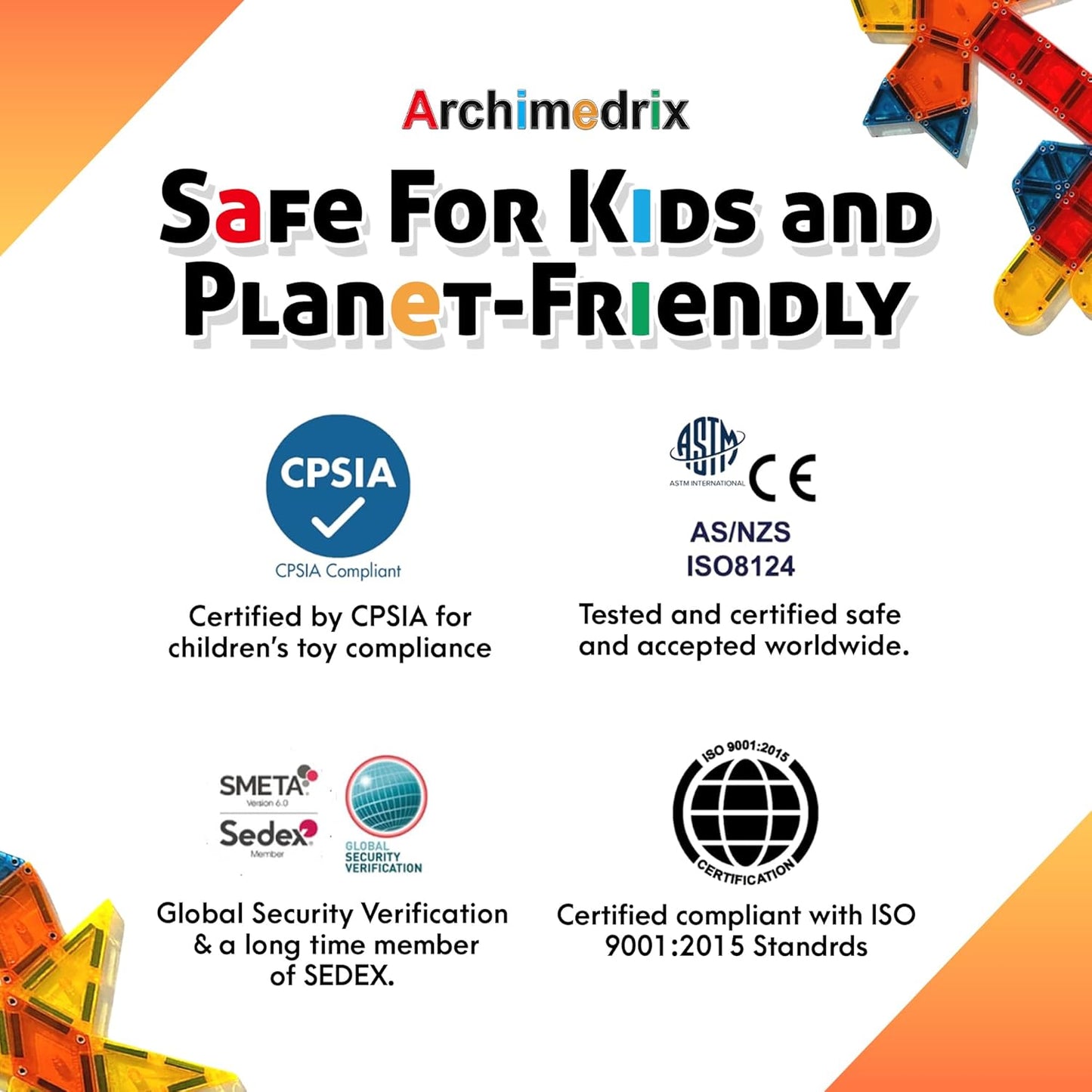 Geometry Magnetic Tiles Building Blocks, Lightweight Magnetic Shapes for Kids, Phthalate and Lead-Free Magnetic Building Tiles for Kids, Durable Magnetic Blocks, 100 Pieces