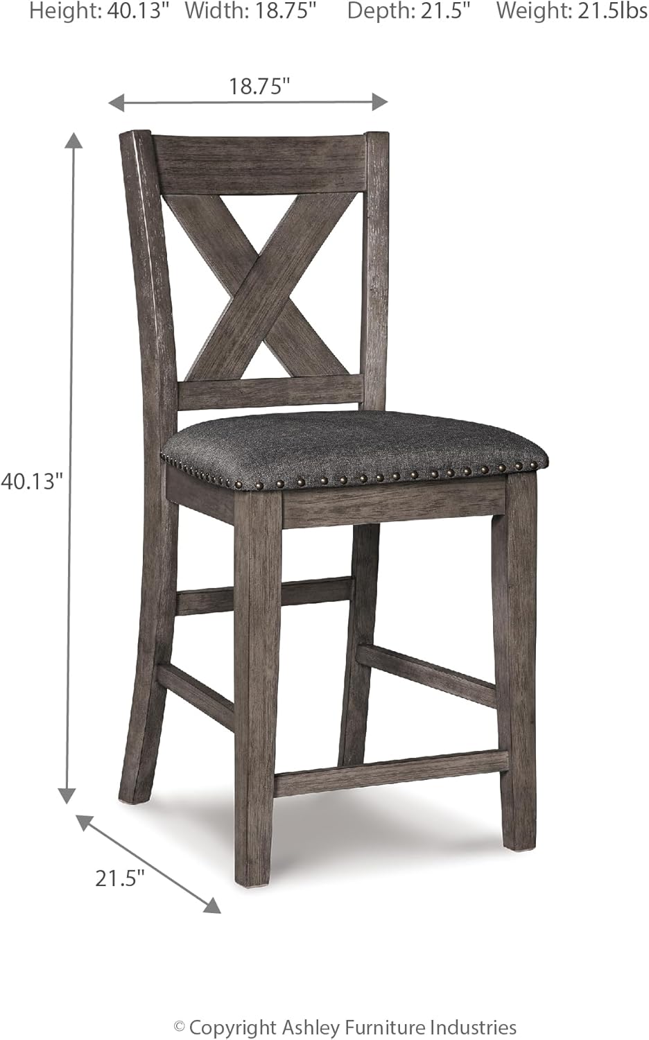 NEW - Signature Design by Ashley Caitbrook Rustic 24.63" Counter Height Upholstered Barstool, Set of 2, Gray - Retail $175