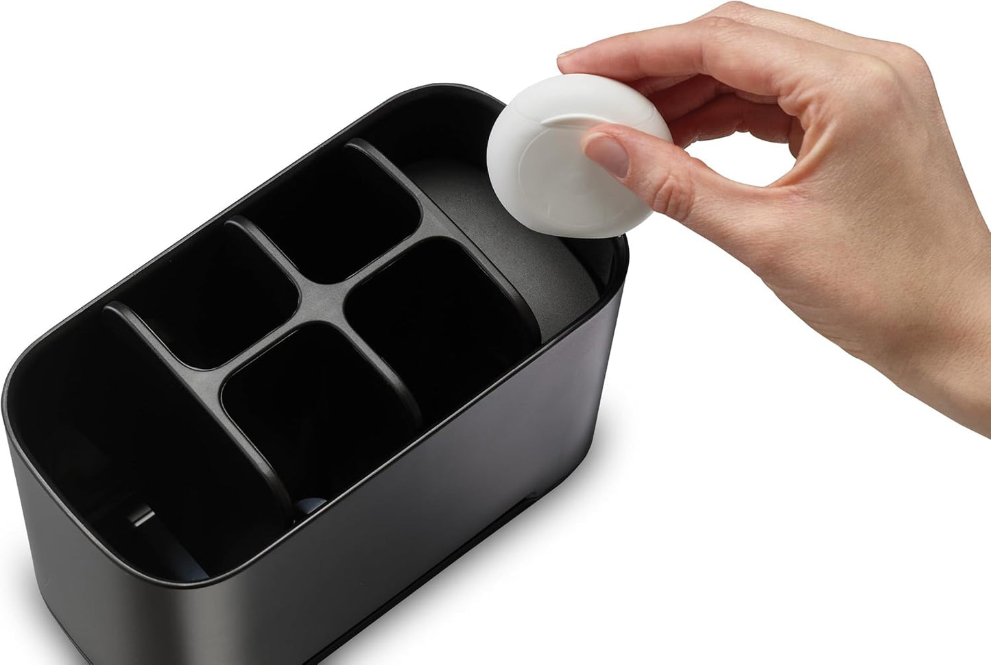 Joseph Joseph Easy-Store - Toothbrush Holder Caddy, Bathroom Storage, Large, Matt Black