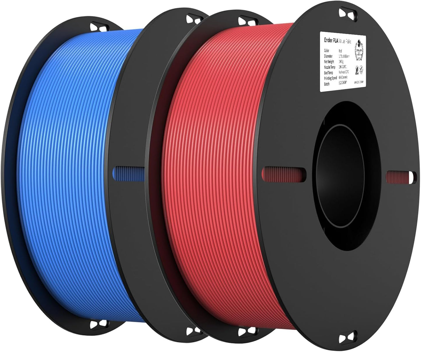 Filament 1.75mm 2 Packs for 3D Printing, Cost-Effective Ender PLA Filament 3D Printers, No-Tangling, Strong Bonding and Overhang Performance Dimensional Accuracy +/-0.02mm, Blue & Red