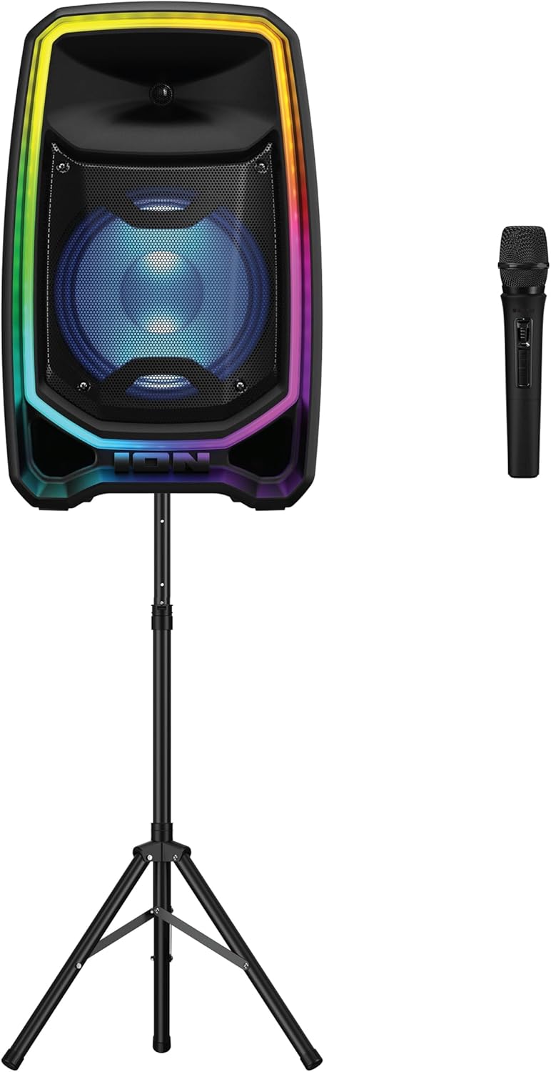 ION Total PA Freedom High-Power Speaker System with 650-Watt Sound, Wireless Microphone, Bluetooth, Ultimate Bass, Integrated Mixer and Edge-Glow Lights