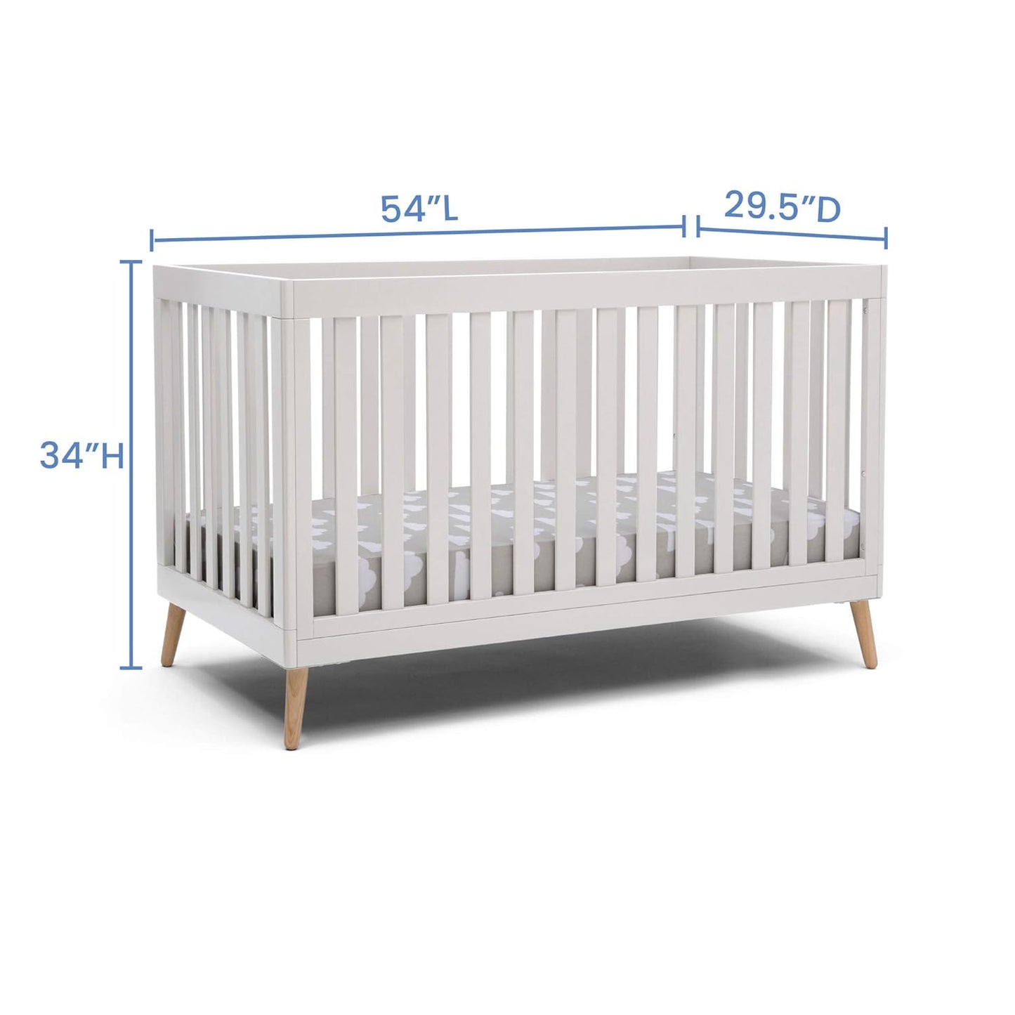 NEW in BOX - Delta Children Essex 4-in-1 Convertible Baby Crib, Bianca White with Natural Legs - Retail $174