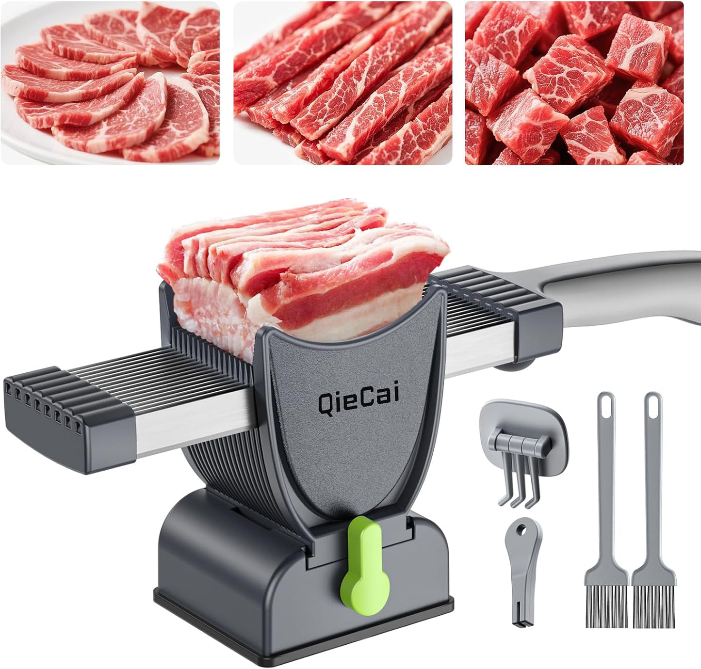 Fresh Meat Slicer Machine for Home, Kitchen Adjustable Thickness 2-4 mm Meat Cleaver for Fresh Beef, Pork Mutton, Chicken Breast, Making Beef Jerky Sticks BBQ Hot Pot