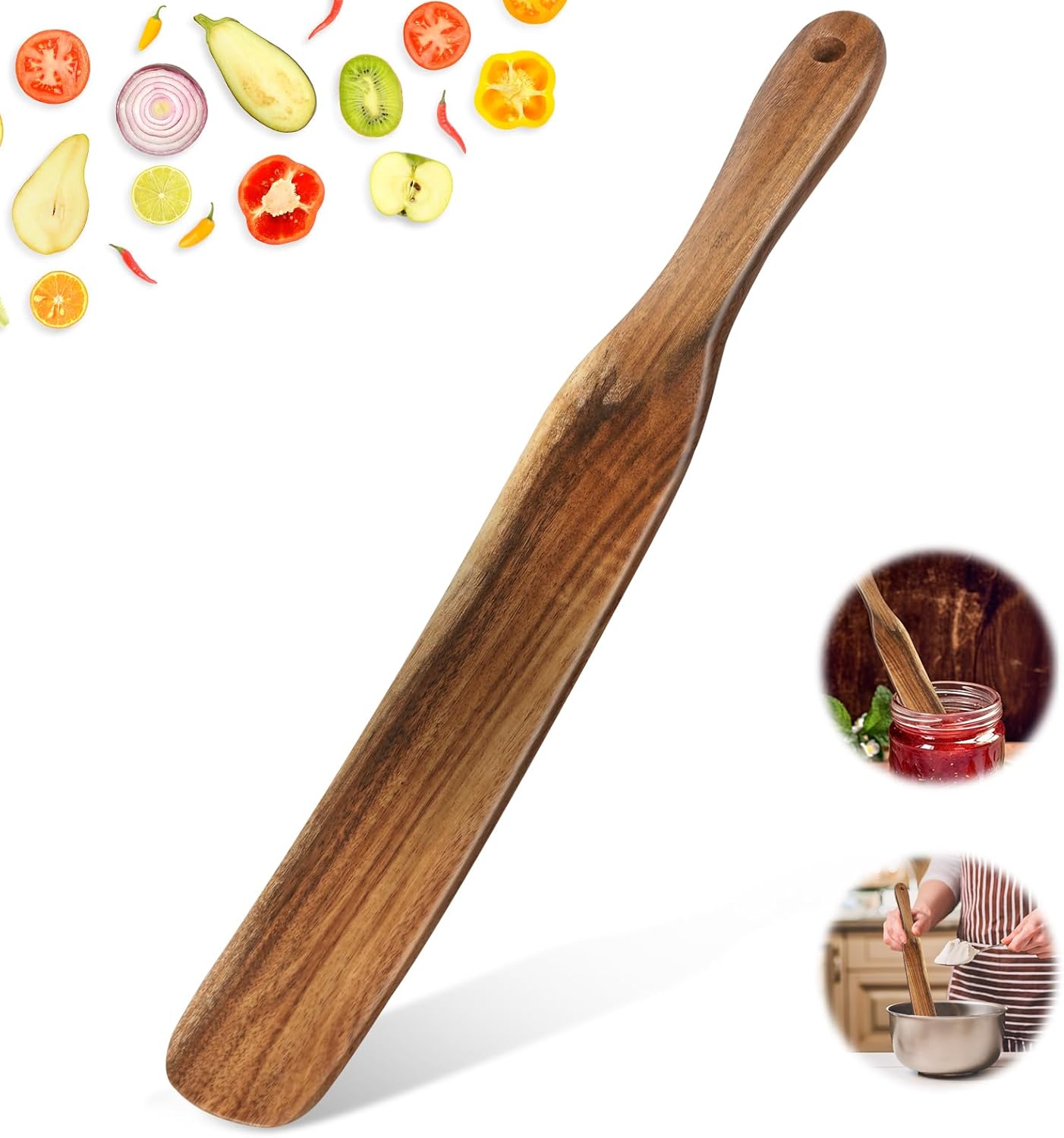 Spurtle for Sourdough Starter, Spreading, Cooking, Mixing, Reaching Bottom of Jar