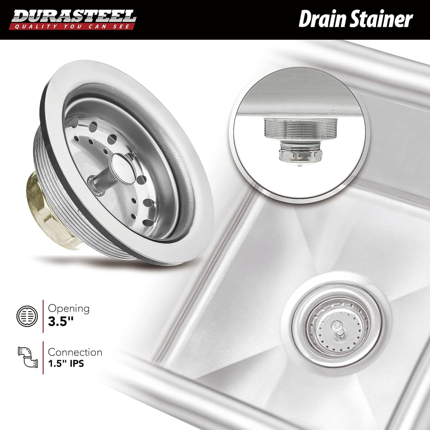 NEW - Stainless Steel Prep & Utility Sink - DuraSteel 1 Compartment Commercial Kitchen Sink - NSF Certified - Single 15" x 15" Inner Tub with No Lead Faucet (Restaurant, Kitchen, Laundry, Garage) - Retail $368