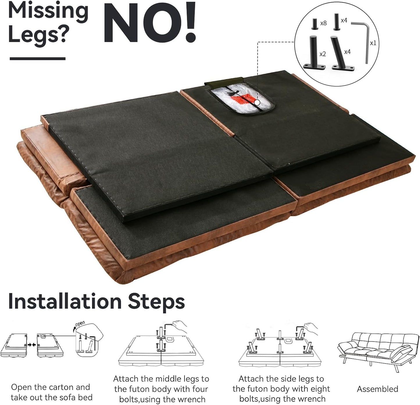 NEW - Hcore Convertible Futon Sofa Bed,Sleeper Futon Bed Couch,Memory Foam Futon Sofa,Loveseat Sofa Bed,Small Splitback Polyester Modern Sofa for Living Room,Office,Apartment,Medium Brown - Retail $239