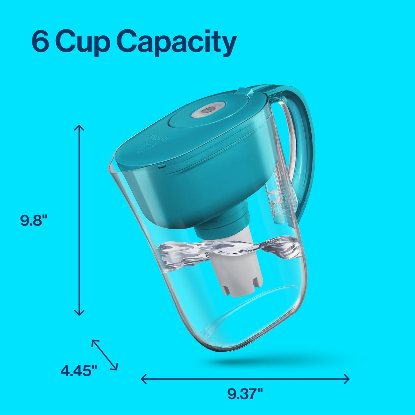 NEW - Brita Water Filter Pitcher for Tap and Drinking Water with 1 Standard Filter, Lasts 2 Months, 6-Cup Capacity, BPA Free, Turquoise