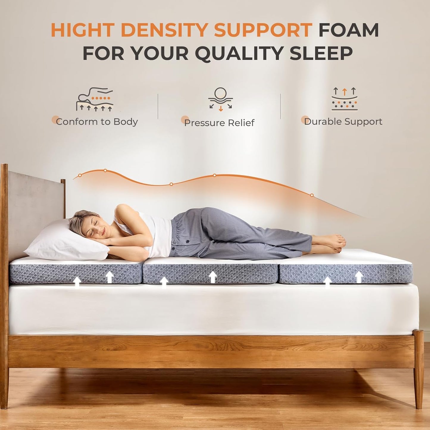 NEW - Sweetnight Queen Tri Folding Mattress - 4-inch Foldable Mattress with a Collapsible and Washable Cover | Medium-Firm with Non-Slip Design | Suitable for RV Travel, Camping, Guest Queen - Retail $147