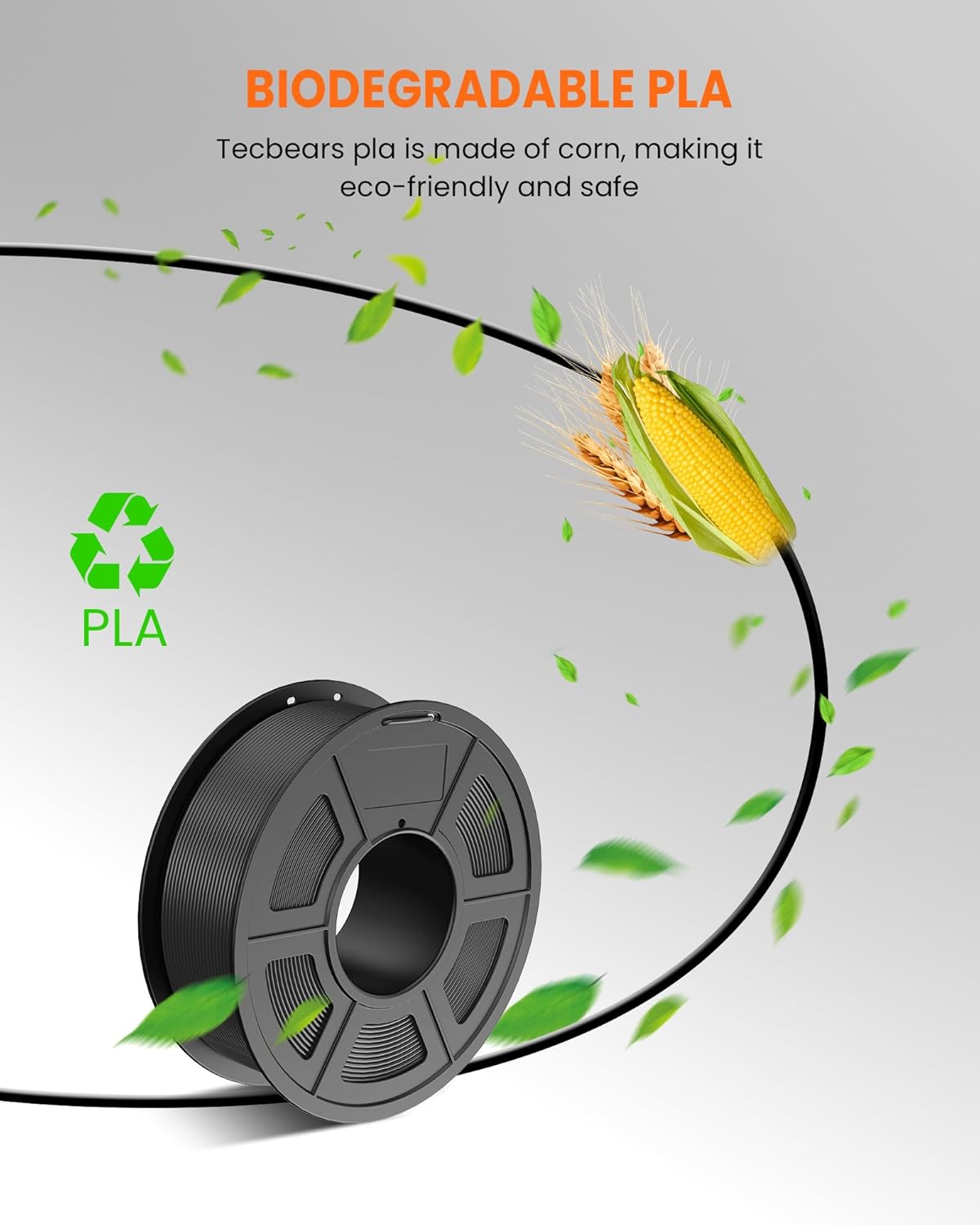 TECBEARS PLA 3D Printer Filament, 4KG PLA Filament 1.75mm, Neatly Wound 3D Printing Filament, Dimensional Accuracy +/- 0.02 mm,1 Kg Per Spool, Pack of 4, Black+Black+White+White