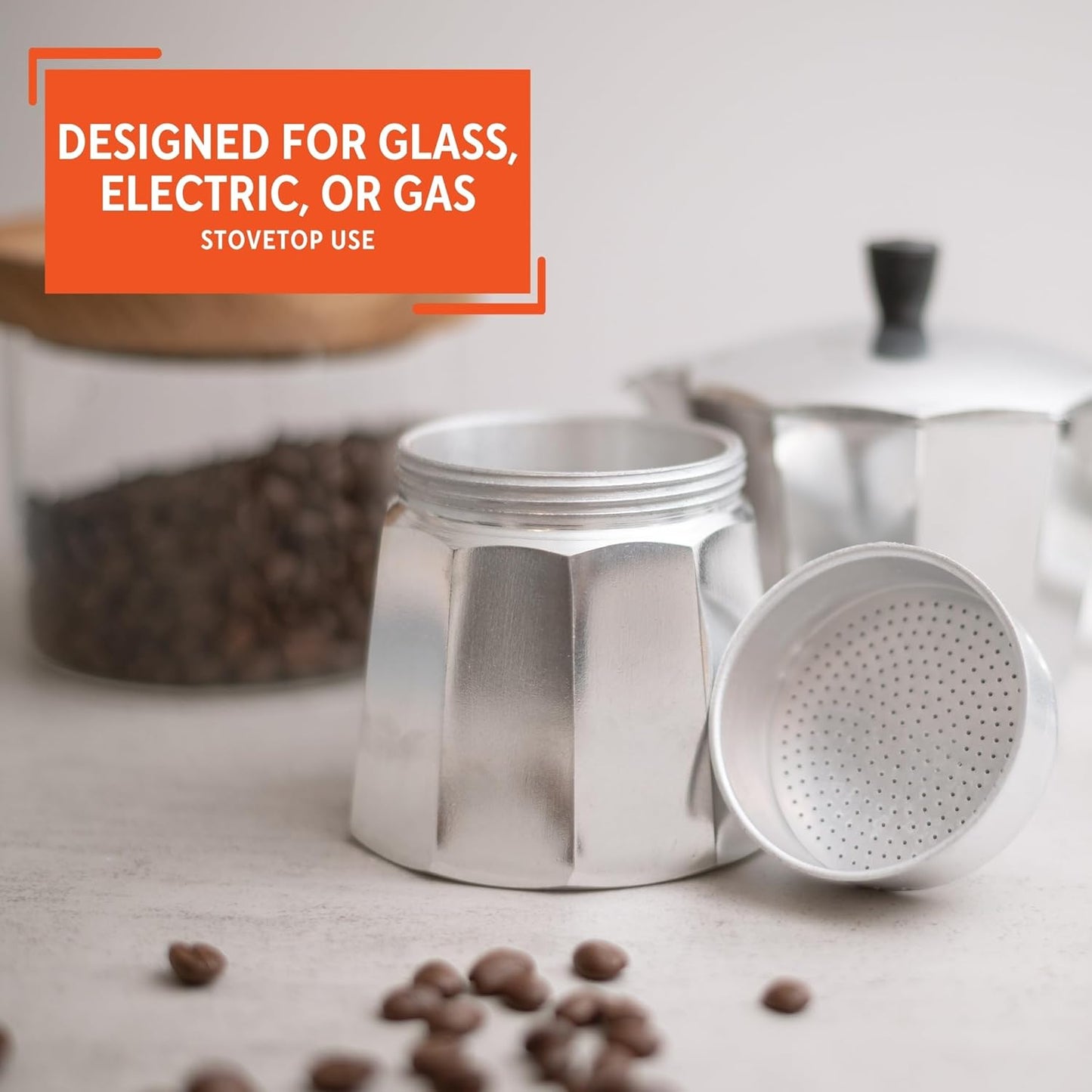 IMUSA 12-Cup Stovetop Espresso Maker, Cast Aluminum Coffee Maker, Cuban Coffee Brewer, Moka Pot Style, Portable Coffee Maker for Home, Camping, or Travel