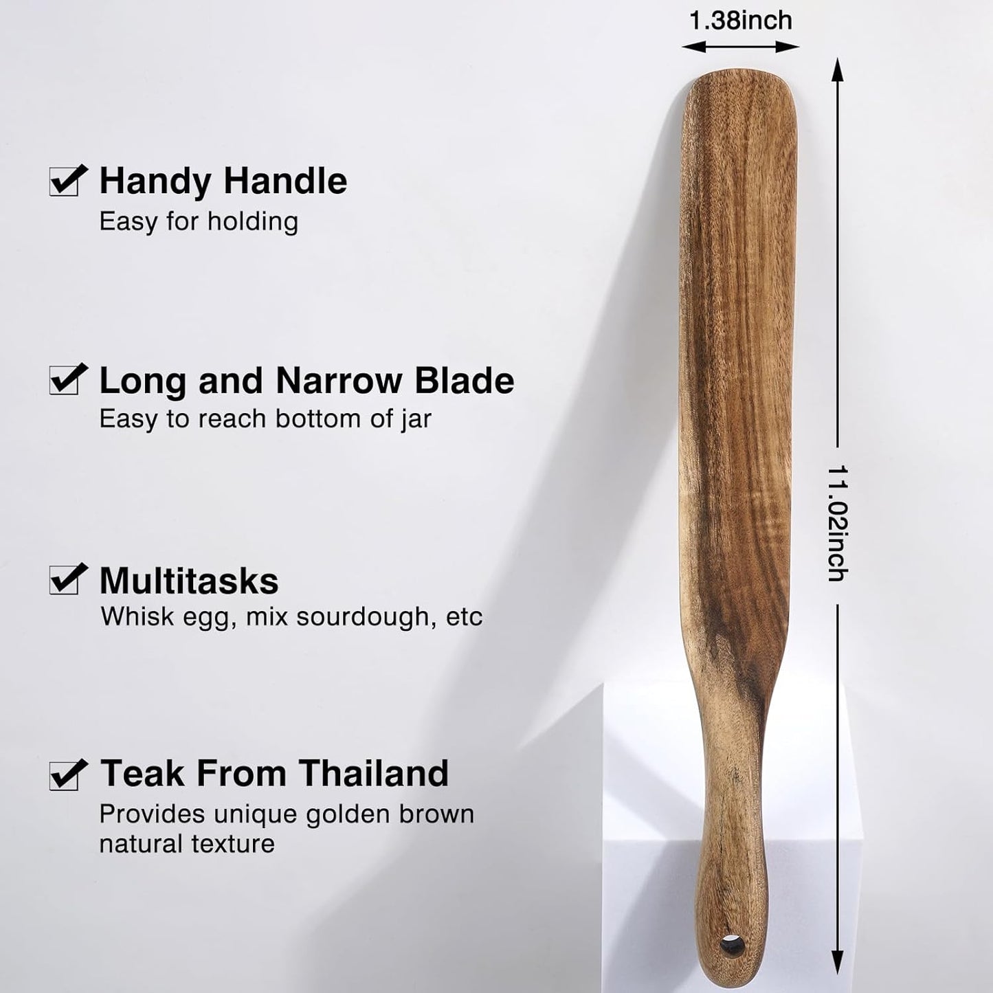 Spurtle for Sourdough Starter, Spreading, Cooking, Mixing, Reaching Bottom of Jar